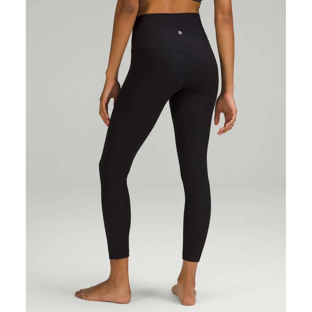 Lululemon Align Ribbed High-Rise Pant 25 Black Yoga Leggings Womens 8 Athleisure